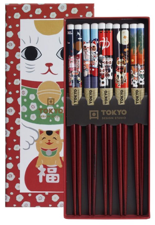 Tokyo Design Studio -Chopsticks Set - Lucky Cats - Set van 5 paar