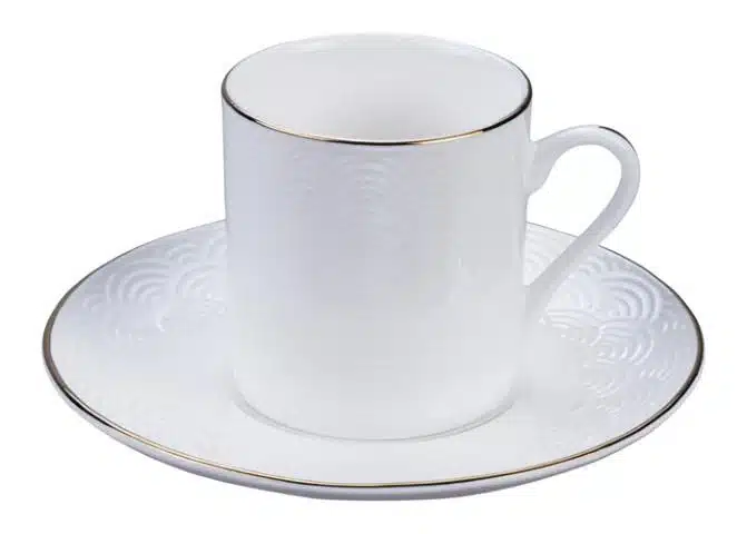 Porseleinen Kop en Schotel met Gouden Rand - Nippon White - 11.5cm 100ml