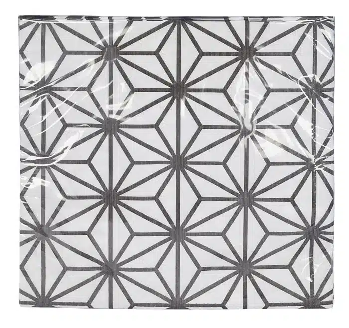 Zwart/Witte Servetten Golven Patroon - Nippon Black - 20 stuks - 33x33cm