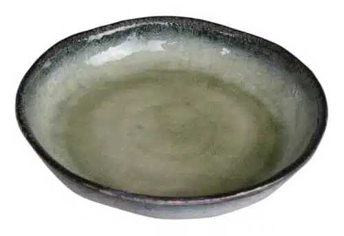 Handgemaakte groene Yamasaku kom - Porselein - 21.5 x 4cm