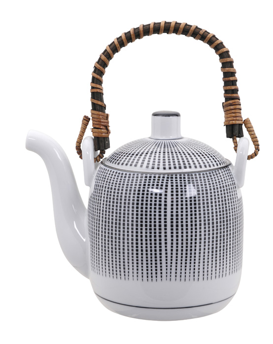 Zwart/Witte Theepot - Sendan Tokusa - 14.7 x 13.7cm 600ml