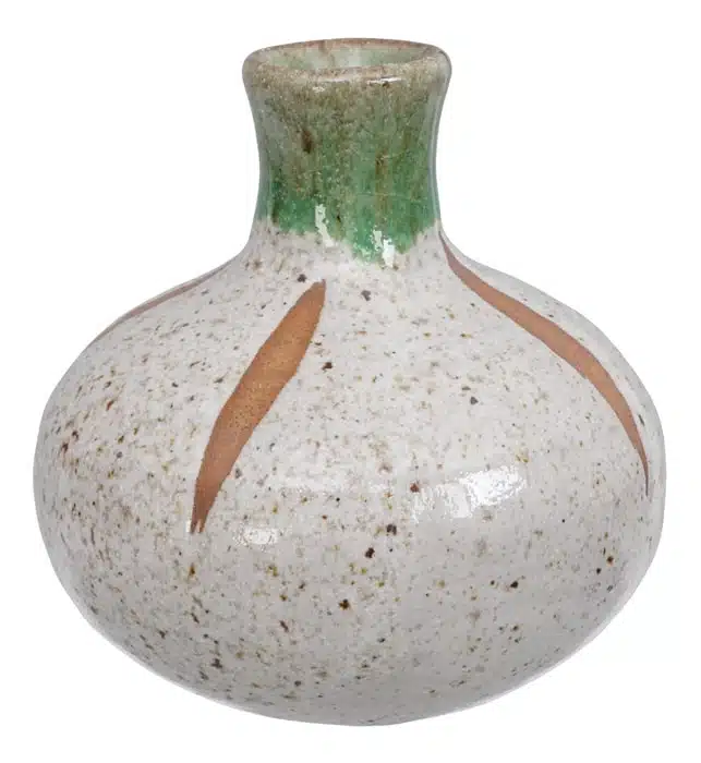 Handgemaakte Vaas Bruin/Groen uit Japan - 8.5 x 9cm