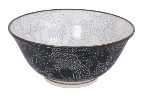 Tokyo Design Studio - Mixed Bowls - Zwart/Grijze Kom - Sakura - 14.8 x 6.8cm 500ml