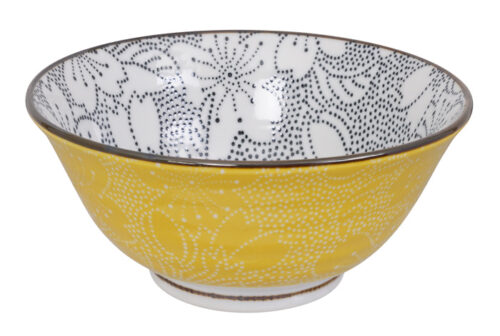 Tokyo Design Studio - Mixed Bowls - Geel/Grijze Kom - Sakura - 14.8 x 6.8cm 500ml