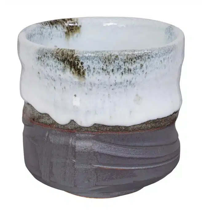 Handgemaakte Theekom Wit/Blauw - Japanse Keramiek - 500ml - 10.5 x 10cm