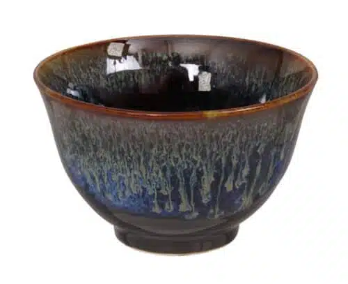 Handgemaakte Theekop Zwart/Blauw - Keramiek - 9 x 5.4 cm
