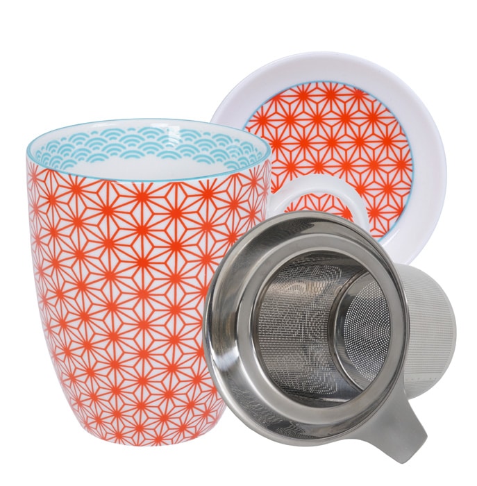 Rood/Witte Mokset - Star Wave - 8.5 x 10.2cm 380ml
