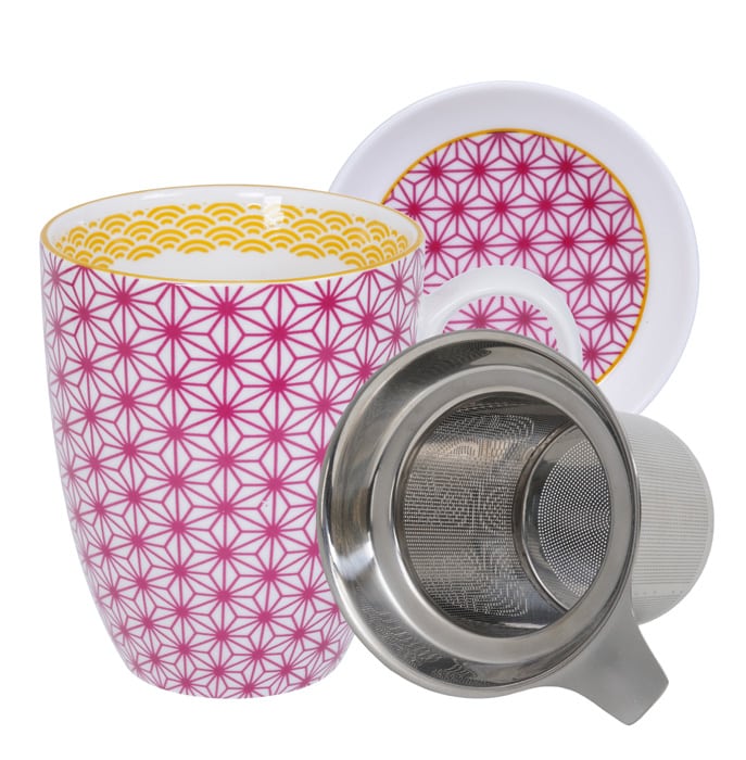 Roze/Witte Mokset - Star Wave - 8.5 x 10.2cm 380ml