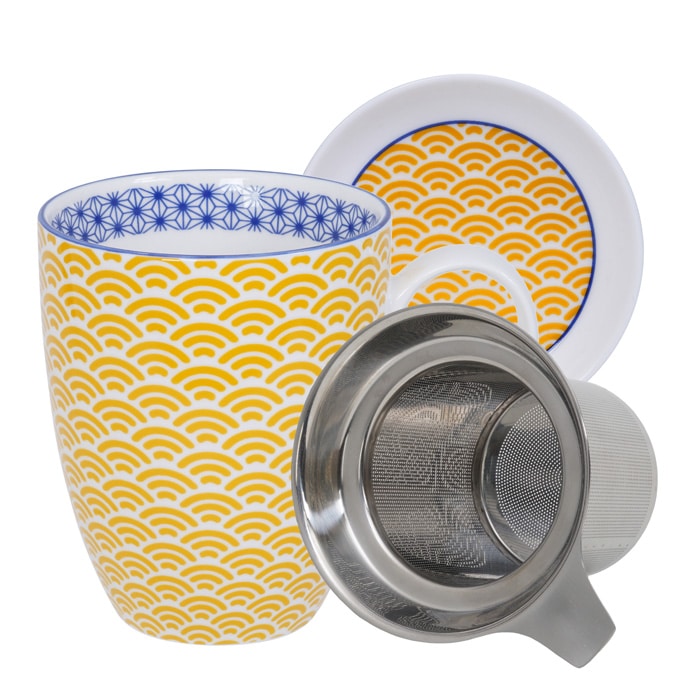 Geel/Witte Mokset - Star Wave - 8.5 x 10.2cm 380ml