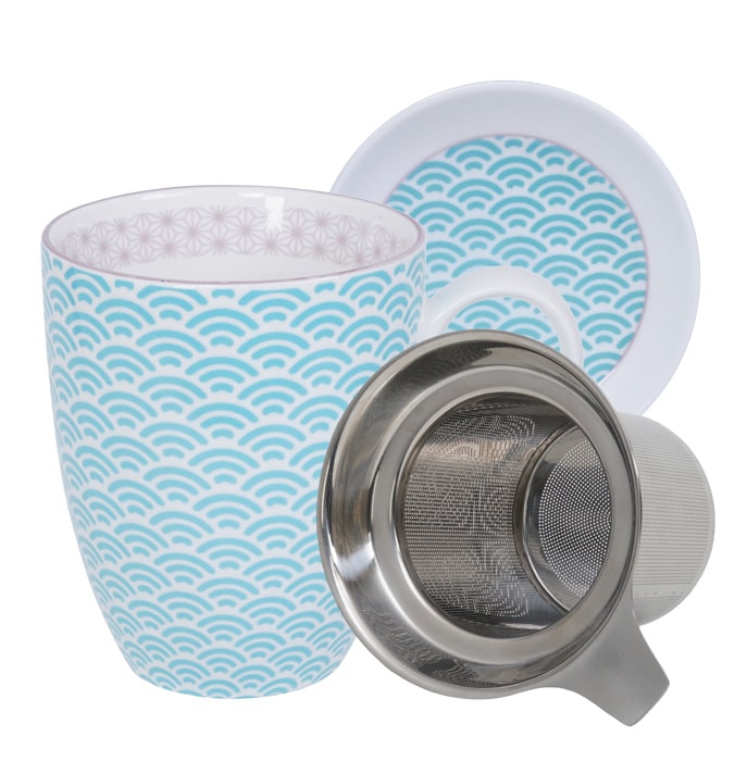 Lichtblauw/Witte Mokset - Star Wave - 8.5 x 10.2cm 380ml