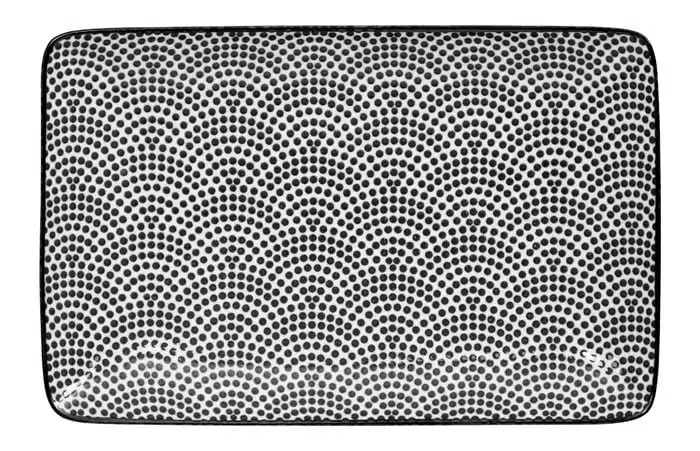 Rechthoekig Bord - Tokyo Design Studio - Nippon Black - Stippen - 21 x 13.5 cm