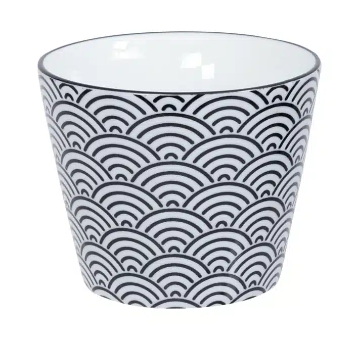 Espressokopje - Tokyo Design Studio Nippon Black - Zwart-Wit Golven - 180ml 8.3x6.5cm