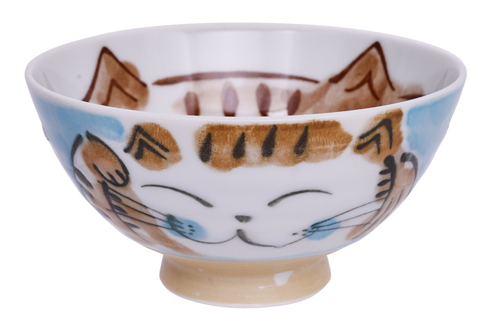 Tokyo Design Studio - Kawaii Cat - Rijstkom - Blauw - 300ml - 11.5 x 6 cm