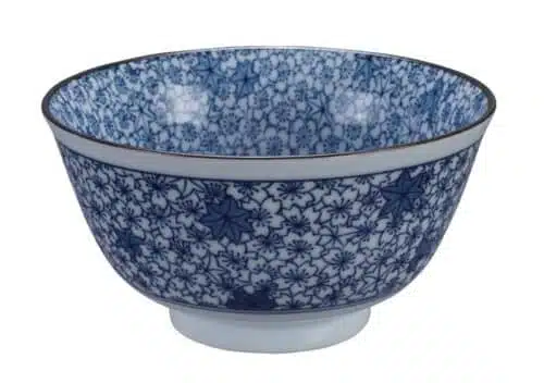 Keramische Kom Blauw/Witte Bloemenpatroon - Mixed Bowls - 12.7 x 6.8cm - 400ml