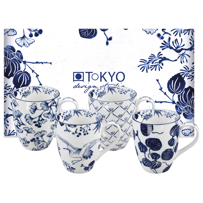 Tokyo Design Studio - Flora Japonica - Mokset - Set van 4 stuks - 8.5 x 10.2cm 380ml