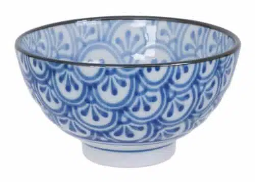 Keramische Kom - Blauwe Florale Motieven - 12 x 6.5cm