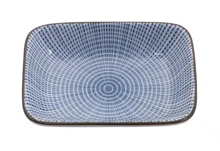 Japans sausschaaltje - Sendan Tokusa - blauw radiaal patroon - 9.3 x 7 x 2.3 cm