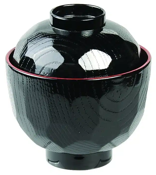 Zwart/Rode Lakwerk Kom met Deksel - Tokyo Design Keuken - 9.5 x 10cm