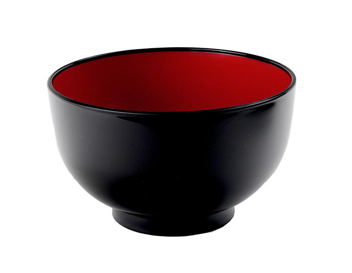 Zwart/Rode kom - Lacquerware - 13.3 x 8.3cm