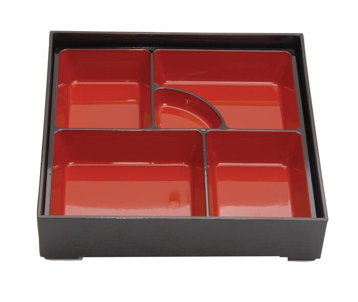 Zwart/Rode inlay Bento Box - 24 x 24cm