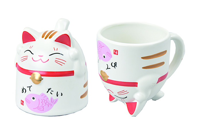 Tokyo Design Studio Kawaii Lucky Cat - Mok in giftbox - 8.5 x 9.8cm - 350ml - Wit