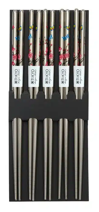 Roestvrij stalen eetstokjes met figuur - Set van 5 paar