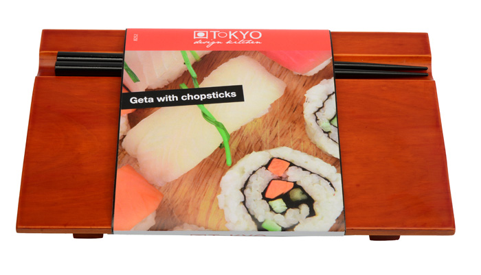 Houten Sushi Geta met eetstokjes - Woodenware - 24 x 15 x 3cm