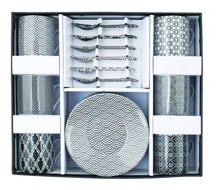 Zwart/Witte Espresso Set - Nippon Black - 6-Delig - 80ml 5x5.4cm