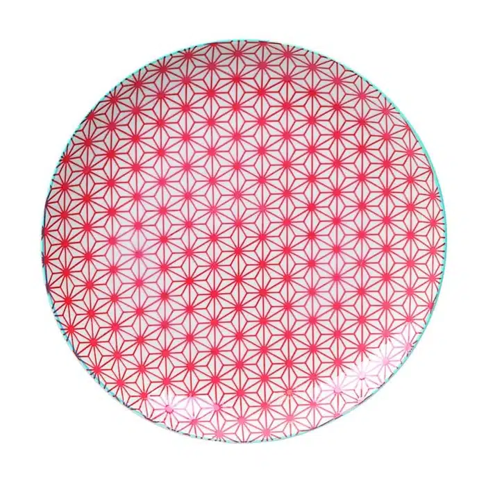 Dinerbord - Tokyo Design Studio - Star Wave - Rood/Licht Blauw - 25.7 x 3cm