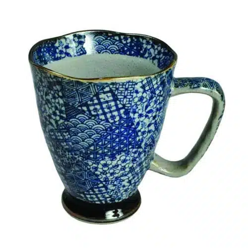 Blauw/Grijze Mok - Oosterse Collectie - 400ml - 9 x 11cm