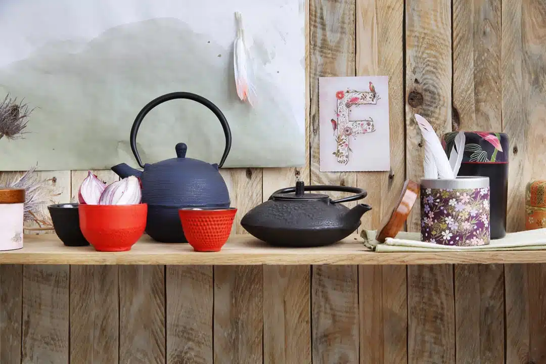 Rode Gietijzeren Theekop met Onderzetter - 120ml 7x5.5cm - Afbeelding 2