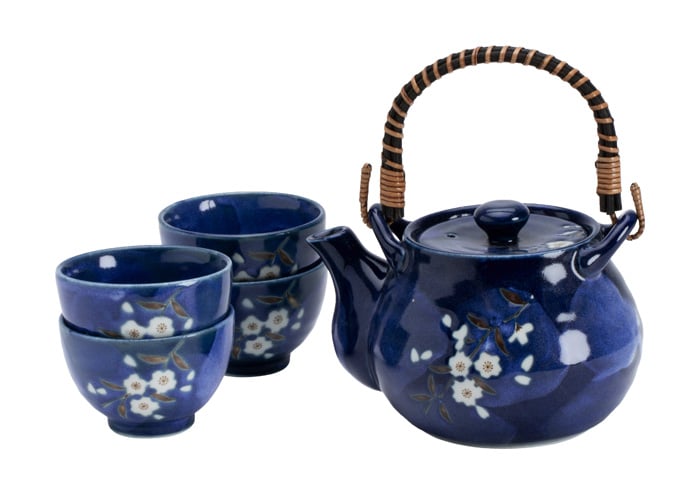 Blauw/Witte Thee Set - Blue Sakura - 16x14x11cm 0.7L