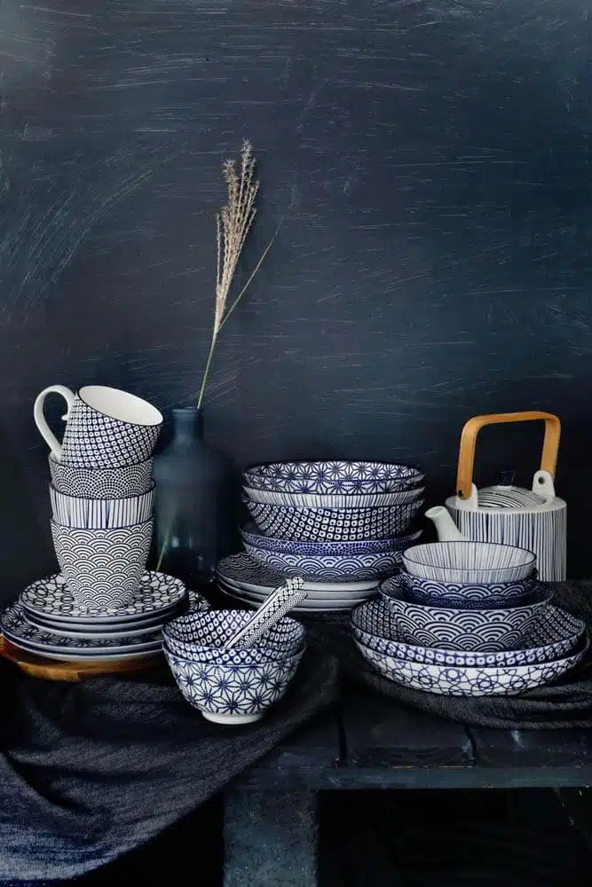 Japanse keramieken mokkenset - Nippon Blue - Tokyo Design Studio - 2-delig - 380ml - 8.5 x 10.2cm - Afbeelding 3