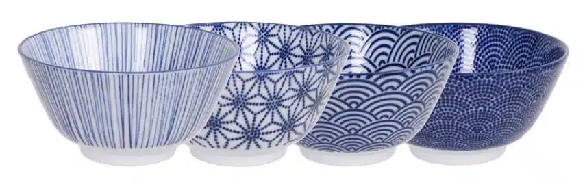 Tokyo Design Studio - Nippon Blue - Kommenset - 12 x 6.4cm 300ml - 4 stuks