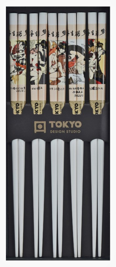 Tokyo Design Studio - Eetstokjes - Erotische witte shunga - 5 stuks