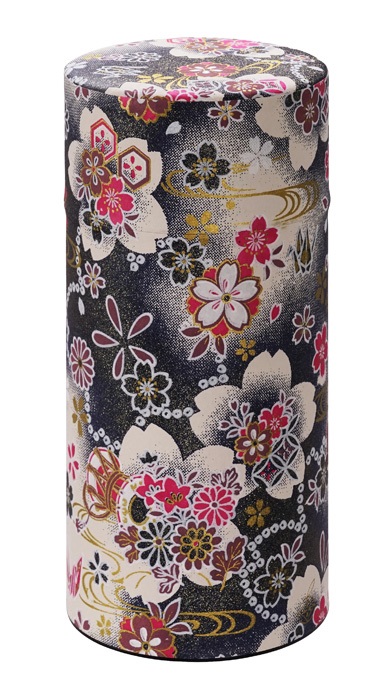 Tokyo Design Studio - Roestvrij stalen Theeblik - Grijs Bloemen - 7.4x15.5cm 200gr