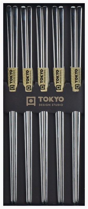 Tokyo Design Studio – Eetstokjes Giftbox – RVS – Zilver – 5 stuks