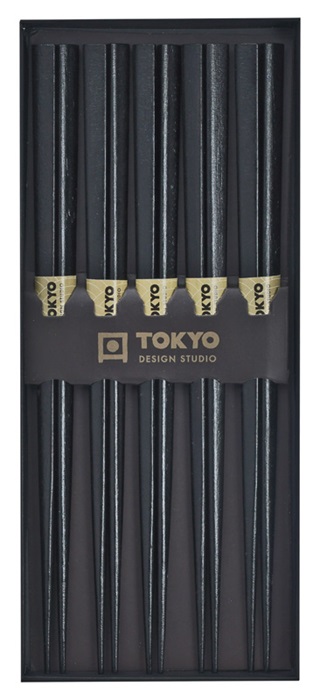 Tokyo Design Studio - Eetstokjes Giftbox - Zwart Hout - 5 stuks