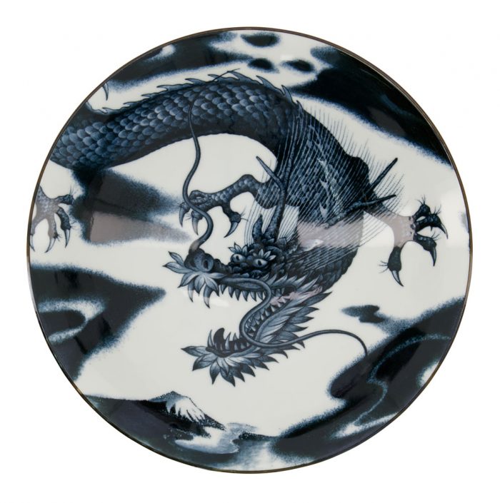 Japonism Dragon Menbachi Bowl 25.2x7.7cm 1600ml Black 1