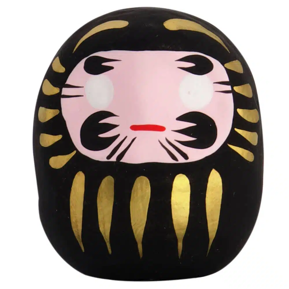 Zwarte Daruma Pop - Traditionele Japanse Gelukspop - 6 cm