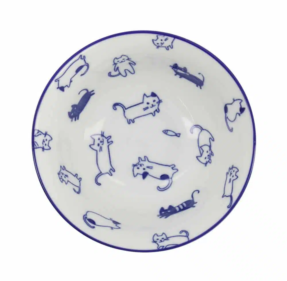 Japanse Keramische Kom - Tokyo Design Studio - Chirashi Cat Navy - 550ml - 14.8x6.8cm - Afbeelding 3