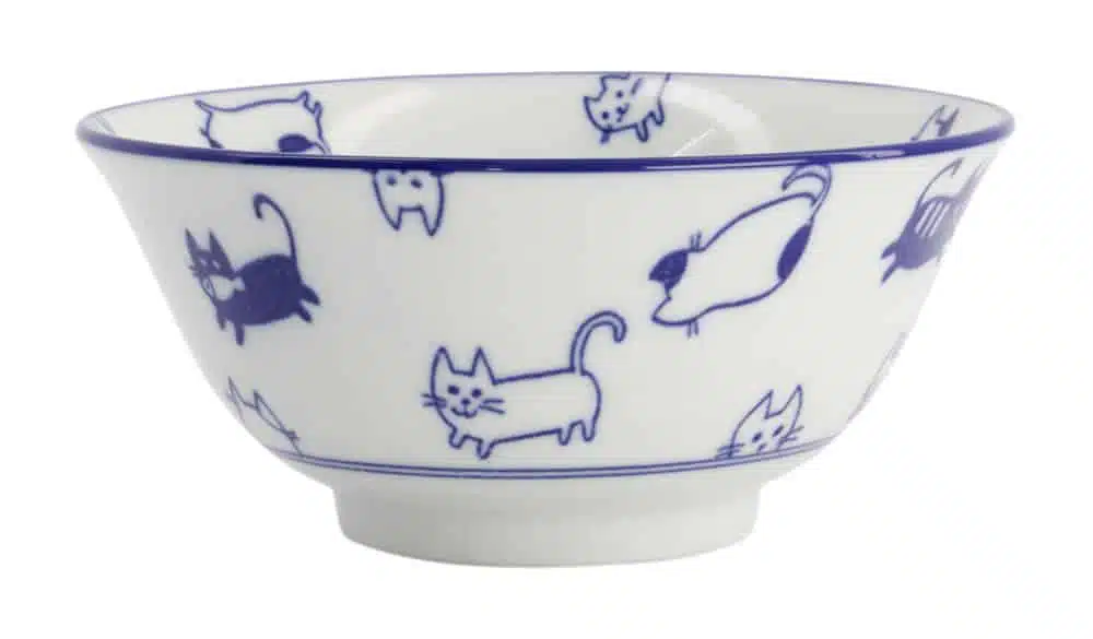 Japanse Keramische Kom - Tokyo Design Studio - Chirashi Cat Navy - 550ml - 14.8x6.8cm - Afbeelding 2