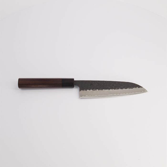 Ishizuchi Roestvrijstalen Mes - Aogami Super Kurohada - Santoku - Rozenhout Octagon Handvat - 16,5 cm