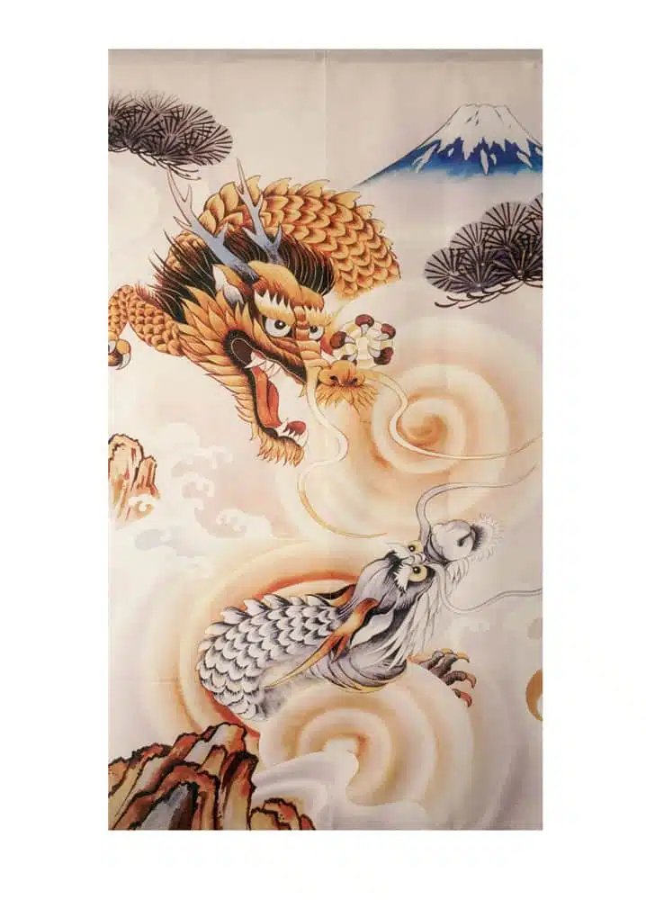 Japanse Noren Gordijnscherm - Noren 85x150cm 2 Draken Fuji