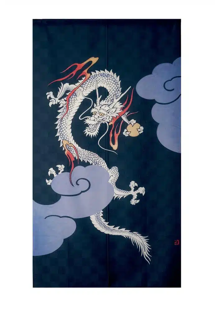 Japans gordijnscherm Noren - Opkomende Draak - 85x150cm