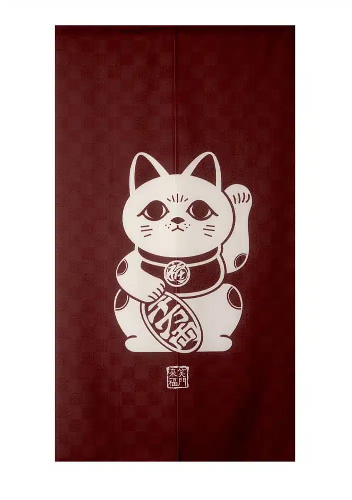 Gordijnscherm Maneki Neko Kat WitRood - 85x150cm