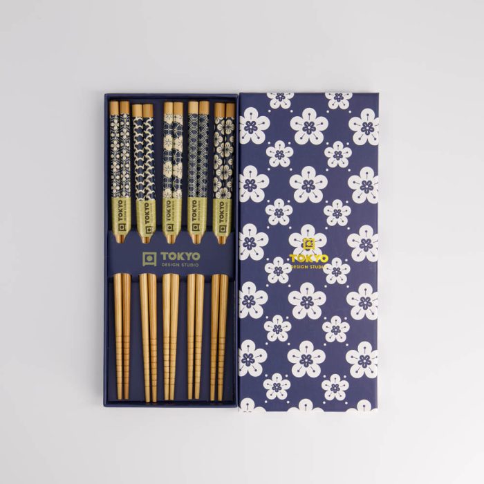 eetstokjes cadeau set - blauw