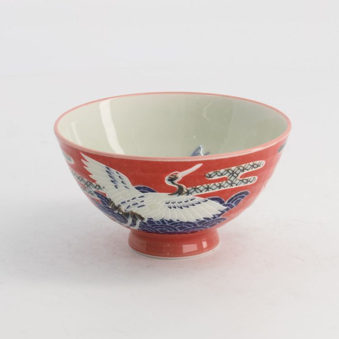 Tokyo Design Studio- Kawaii- Rijstkom -Kraanvogel - 11.5x6cm  300ml- Rood