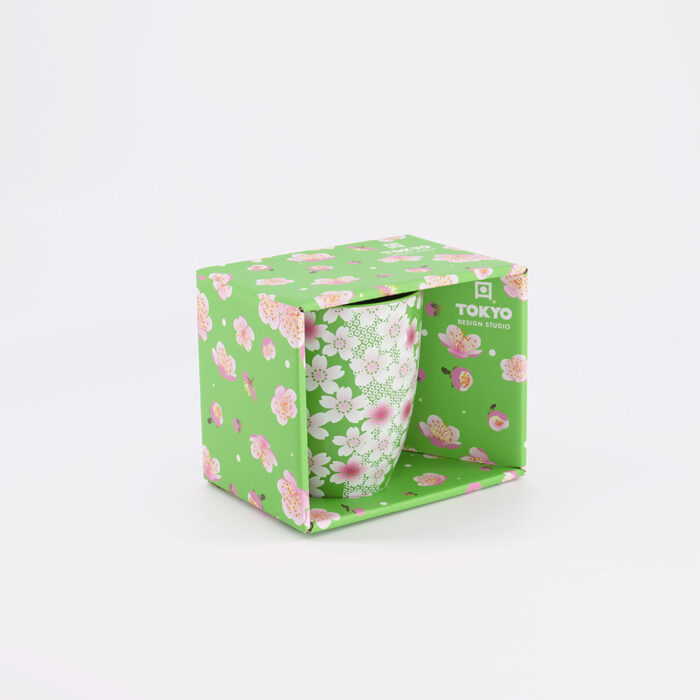 Tokyo Design Studio -Kawaii- Bloemen Mok Met Giftbox- Groen 8.5x10.2cm 300ml - Afbeelding 3