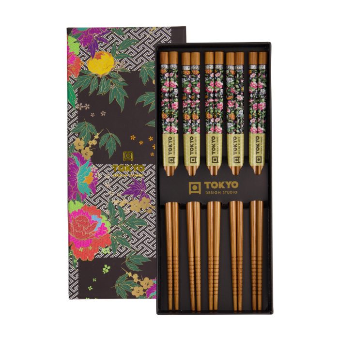 Tokyo Design Studio - Eetstokjes - Cadeau Set - Zwart/Wit - Geblokt